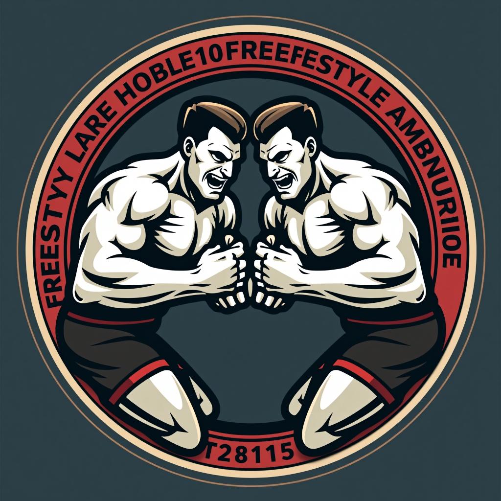  create a logo for freestyle wrestling featuring wrestlers.