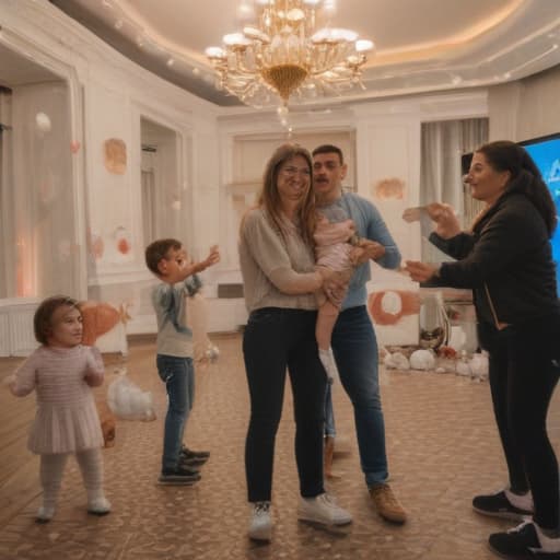 a family celebrate new year in russia