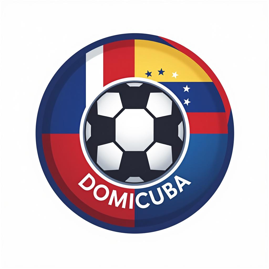  design a logo, ahora créame los siguiente logos logo 1: un diseño que combina los colores de las banderas de república dominicana y venezuela, con un balón de fútbol en el centro y el nombre del equipo en una tipografía moderna.