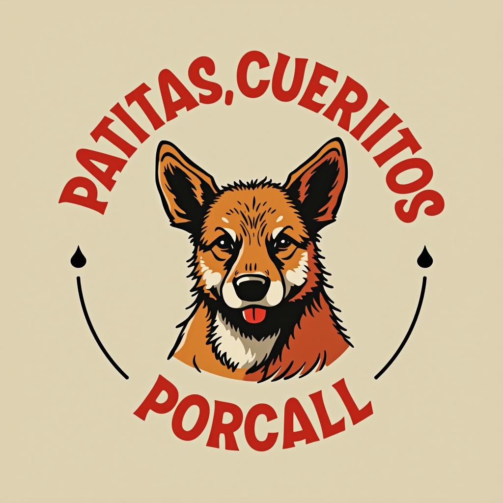  design a logo, en círculo abajo que diga patitas, cueritos & mezcal en el centro un la cabeza de un puerco abstracto sonriente disfrutando y , with the text 'patitas, cueritos $ mezcal porcino'.