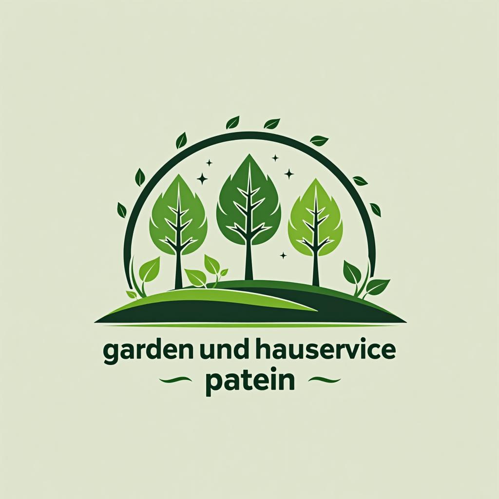  design a logo, logo für eine firma mit gärtner, schlüsseldienst, hausmeister , reinigung, with the text 'garten und hausservice patein'.