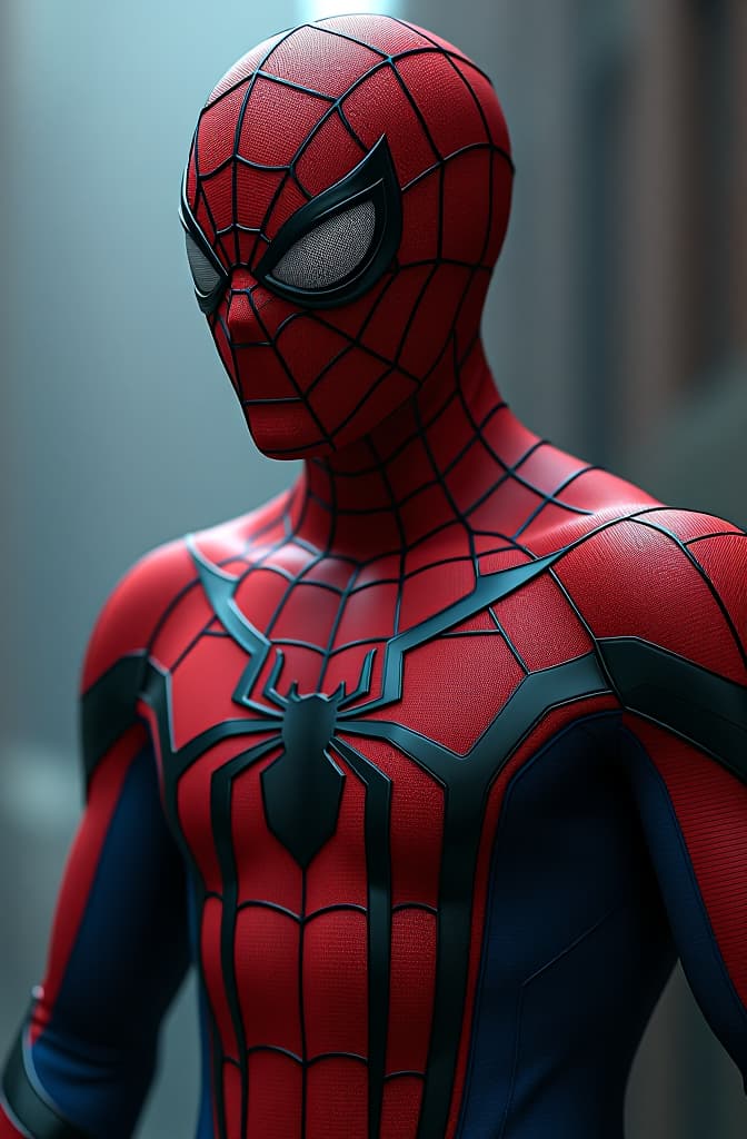  spiderman hyperrealistic, full body, detailed clothing, highly detailed, cinematic lighting, stunningly beautiful, intricate, sharp focus, f/1. 8, 85mm, (centered image composition), (professionally color graded), ((bright soft diffused light)), volumetric fog, trending on instagram, trending on tumblr, HDR 4K, 8K