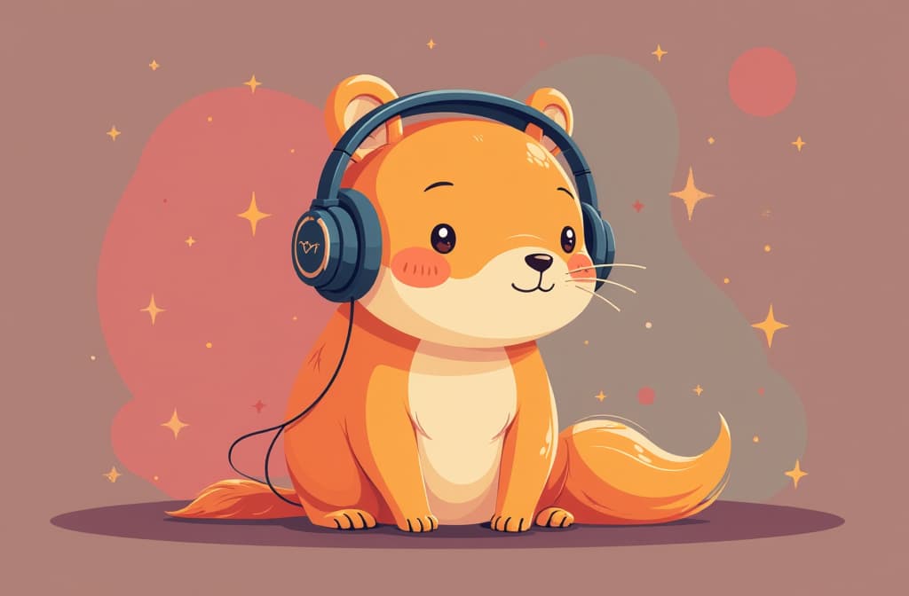  flat illustration, flaticon, (illustration:1.15), capybara in headphones ar 3:2, [cory loftis, strobist, pascal campion :: 0.2]