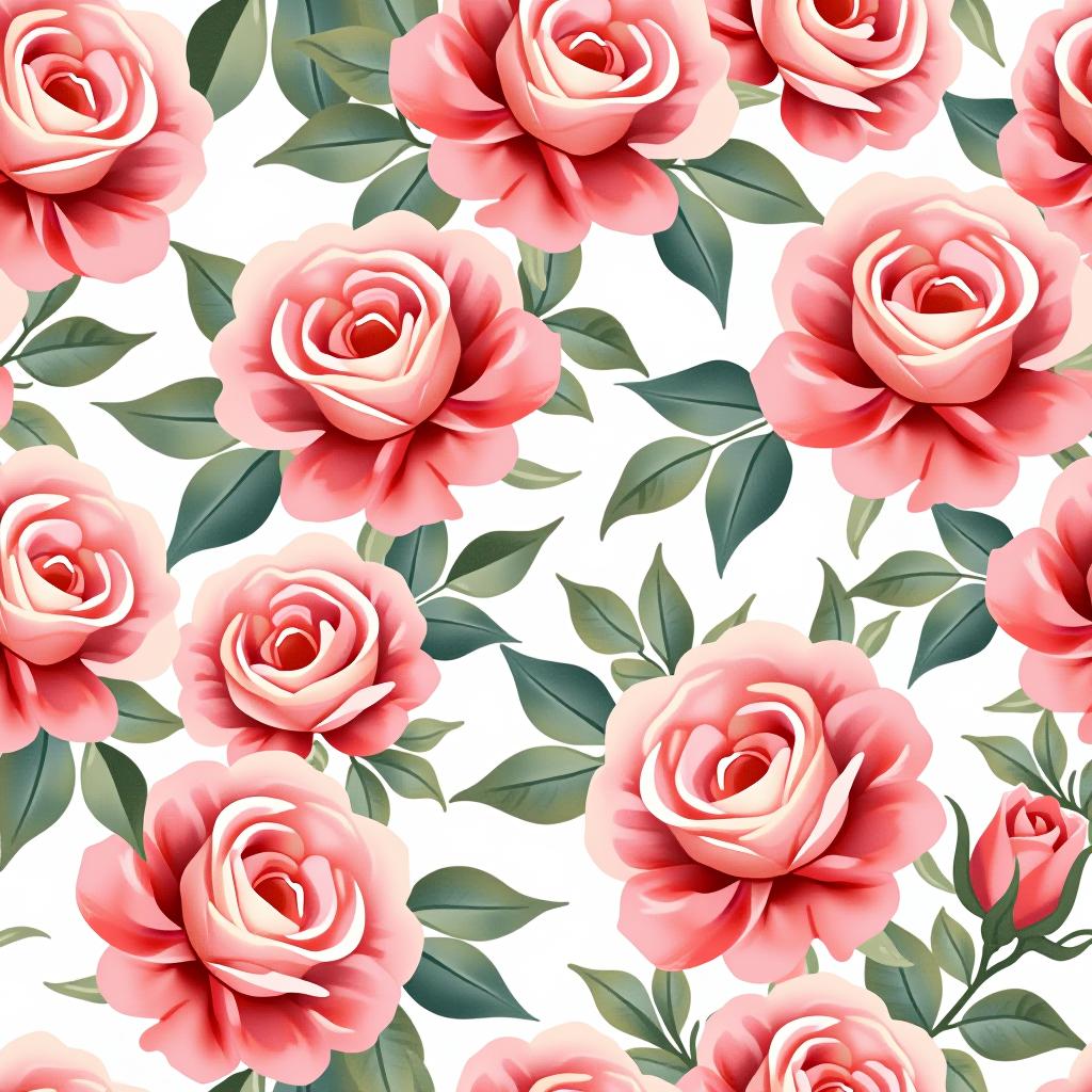  create a seamless digital design featuring a pattern of large, beautiful roses with soft, watercolor like effects. the roses should cover the entire surface, creating a bold, elegant, and continuous look. the overall style should be light and airy, with delicate leaves and petals to enhance the natural, floral theme. the design should be seamless to ensure it can be used in repeating patterns or wraps.