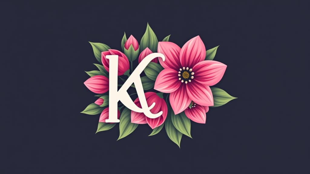  design a logo, girly, flowers,, with the text 'k'.