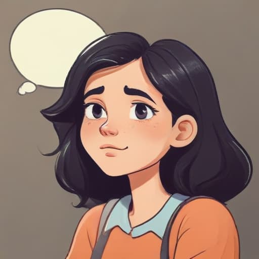 Girl thinking in Cartoon style