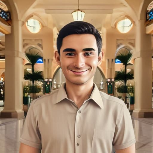 Ich im Hotel royal dubai in Cartoon style