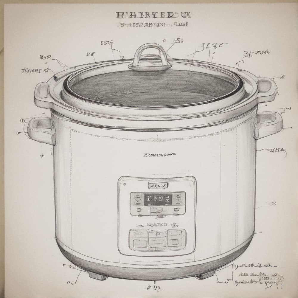 patent drawing style forCrock pot with built in refrigerator