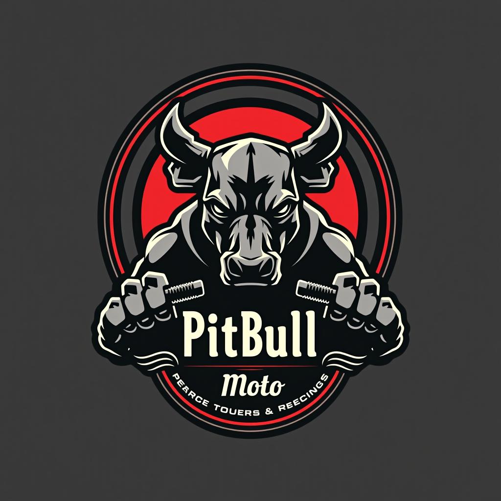  design a logo, logo mécanique moto avec pitbull et outils