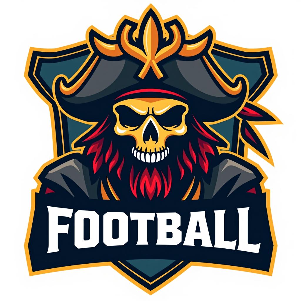  design a logo, hey ai can you create a logo for my football team my name the golden pirate, with the text 'football '.