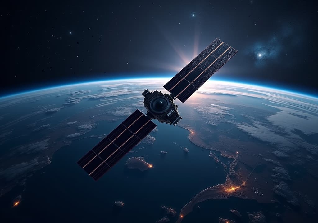  a satellite in space above earth