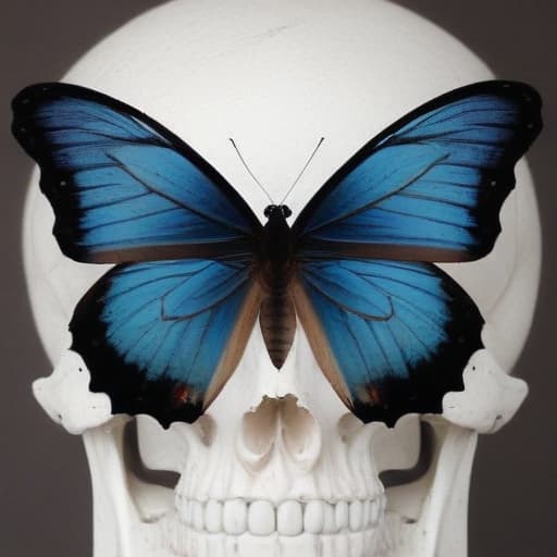 A butterfly positioned in a way so the butterfly’s outline creates a skull