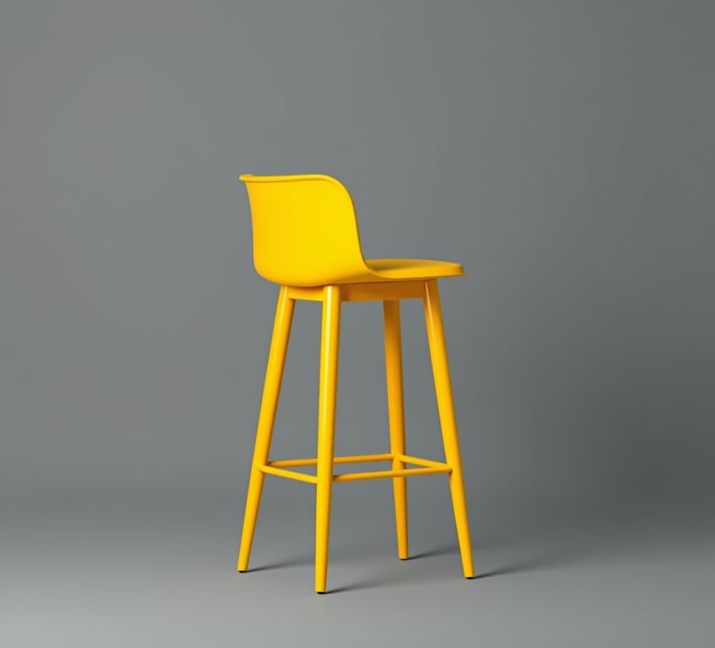  yellow bar stool standing out on a grey background, yellow, bar stool, furniture, minimalism, interior design, contrast