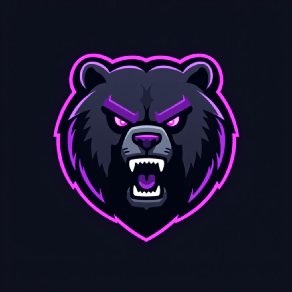  design a logo, esports logo, angry bear, black and purple color