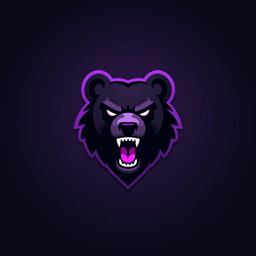  design a logo, esports logo, angry bear, black and purple color