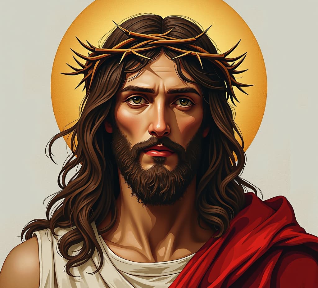  abstract portrait of jesus christ wearing a crown of thorns