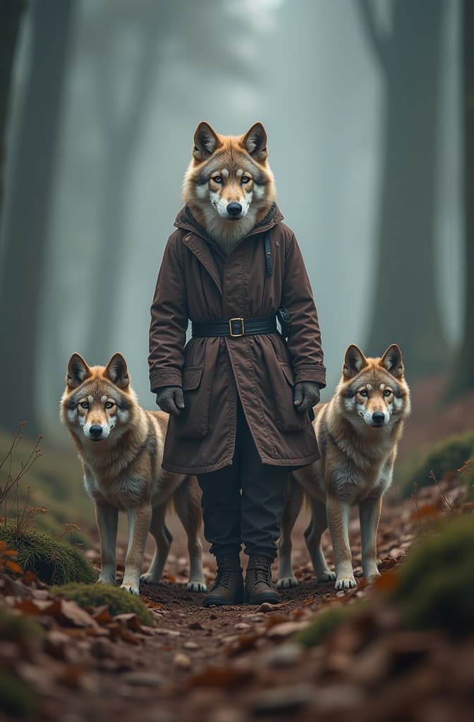  fondo de bosque otoñal con cinco cachorros de lobo siberiano hyperrealistic, full body, detailed clothing, highly detailed, cinematic lighting, stunningly beautiful, intricate, sharp focus, f/1. 8, 85mm, (centered image composition), (professionally color graded), ((bright soft diffused light)), volumetric fog, trending on instagram, trending on tumblr, HDR 4K, 8K