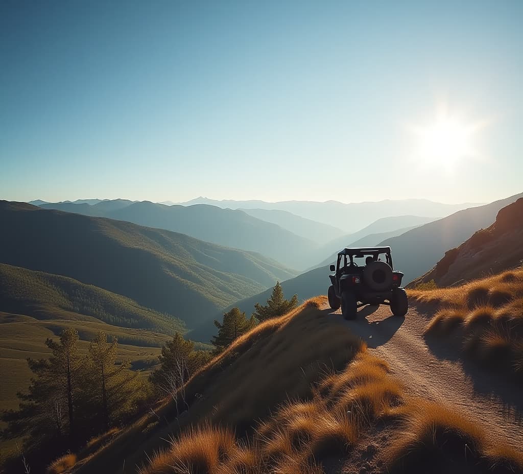  off road vehicle on a mountain track on a sunny day