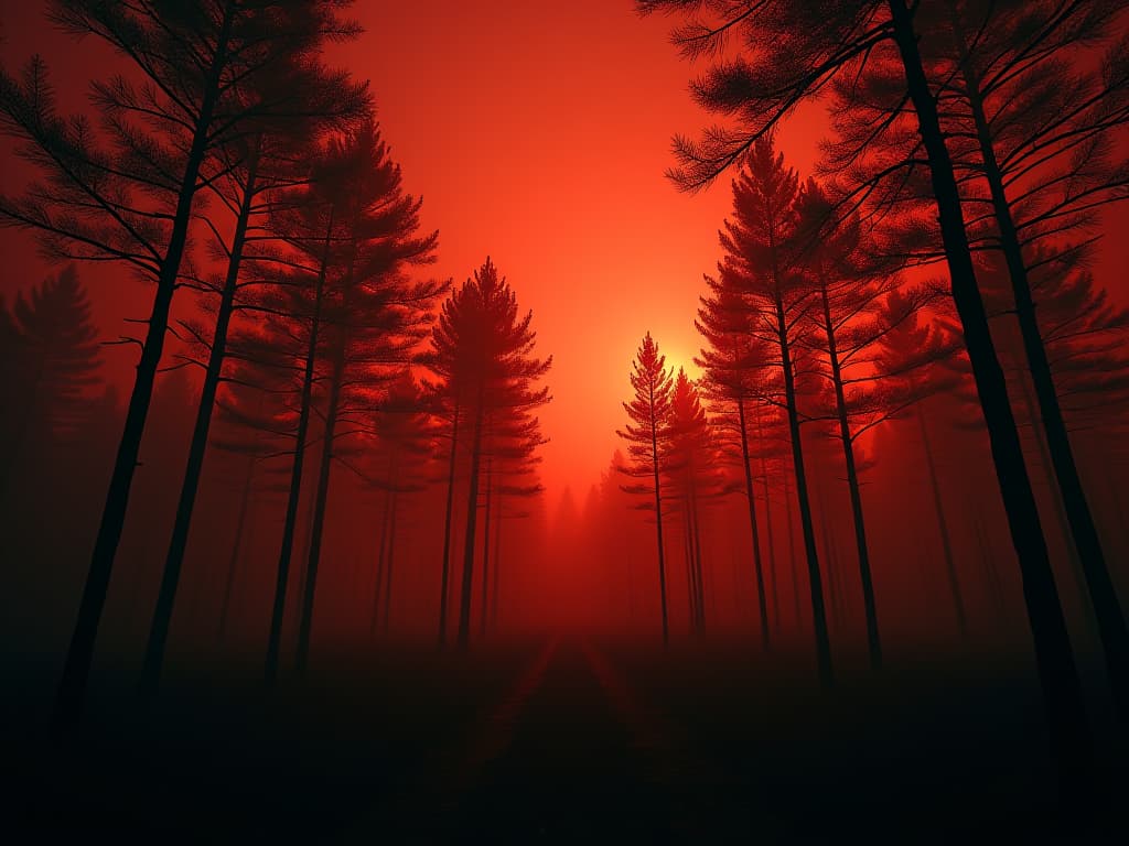  cinematic photo create a picture of the burnt forest in the bags, with trees, conquered fires. may the sky be painted in red flames. add details such as barely visible trees and light smoke to create a climate of drama and mysteriousness. the atmosphere of hell and horror . 35mm photograph, film, bokeh, professional, 4k, highly detailed hyperrealistic, full body, detailed clothing, highly detailed, cinematic lighting, stunningly beautiful, intricate, sharp focus, f/1. 8, 85mm, (centered image composition), (professionally color graded), ((bright soft diffused light)), volumetric fog, trending on instagram, trending on tumblr, HDR 4K, 8K