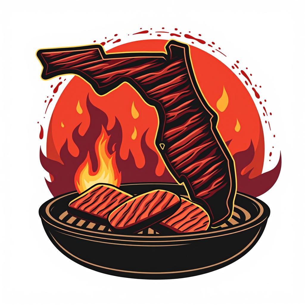  design a logo, image of the state of florida with bbq aspect