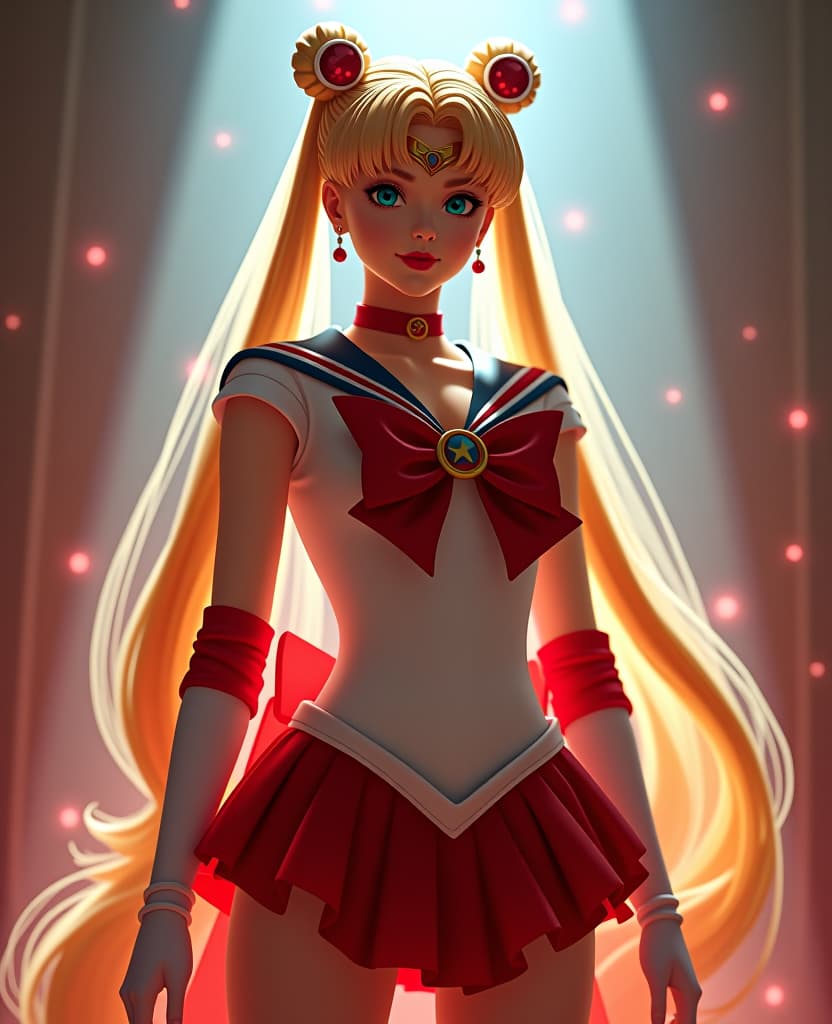  sailor moon's full height is a negligent negligent, sexually retractive dress, full height, like a bonnet hyperrealistic, full body, detailed clothing, highly detailed, cinematic lighting, stunningly beautiful, intricate, sharp focus, f/1. 8, 85mm, (centered image composition), (professionally color graded), ((bright soft diffused light)), volumetric fog, trending on instagram, trending on tumblr, HDR 4K, 8K