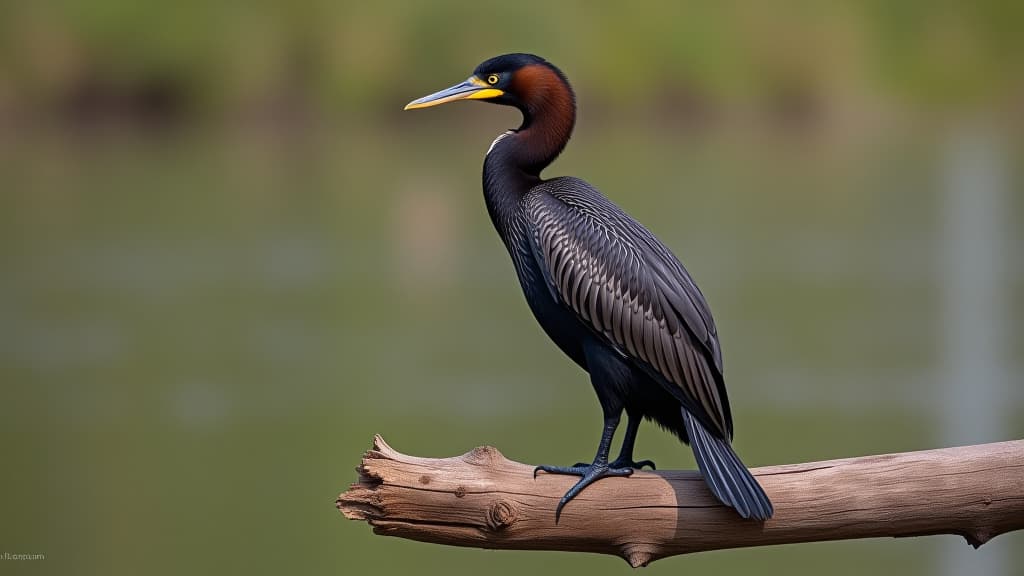  graceful cormorant perched on a weathered branch in a natural habitat setting