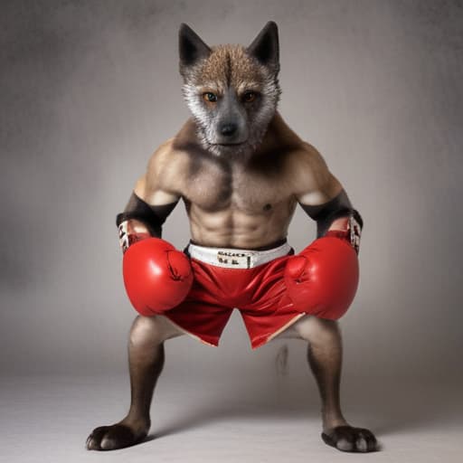 a wolf dressed as a boxer