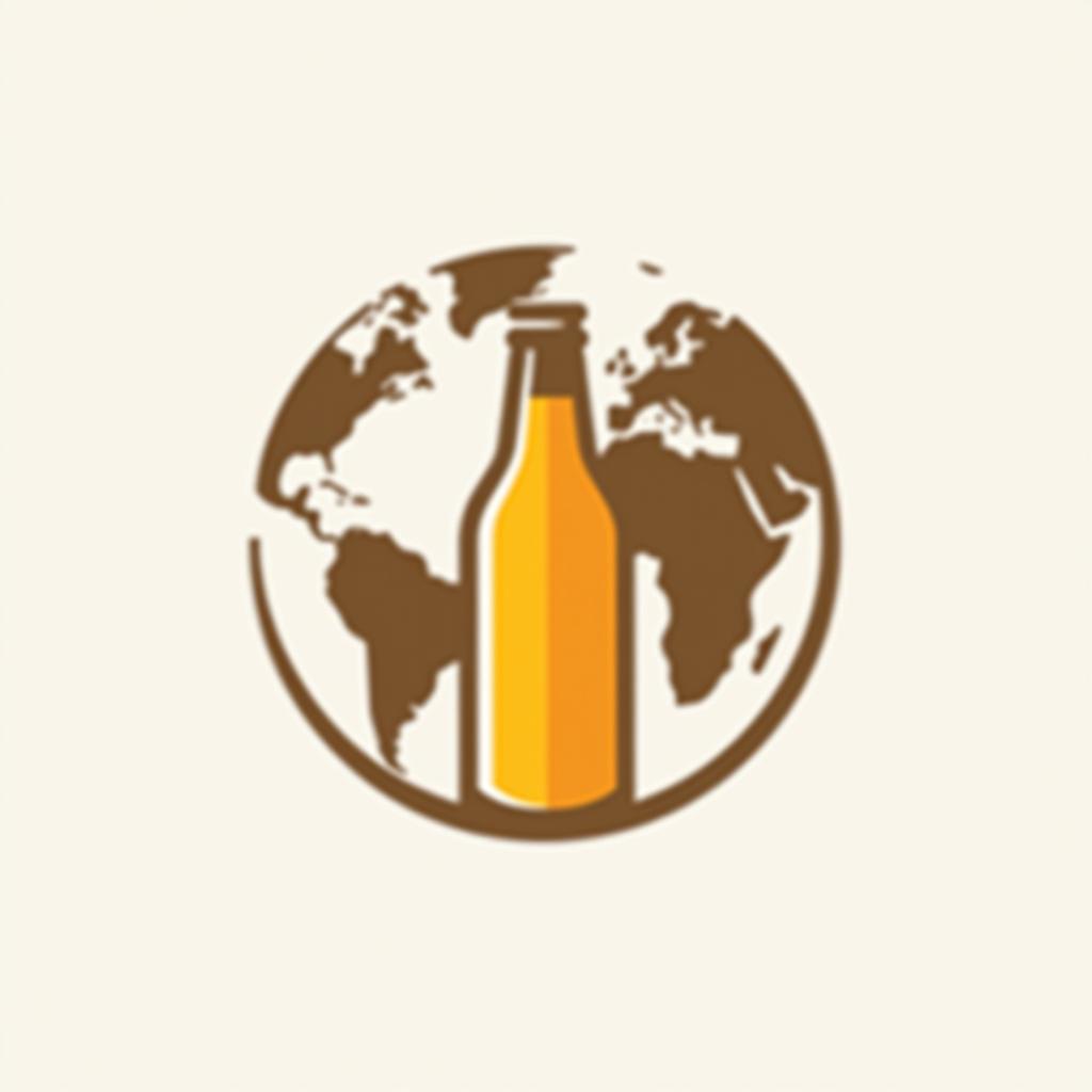  design a simple yet creative icon on a white background, featuring a minimalistic earth globe seamlessly merging with a beer bottle. the bottle should replace part of the globe, symbolizing a global connection to beer. the design should be clean, with subtle lines and muted colors, perfect for a modern beer online shop logo., (4k, best quality, masterpiece:1.2), ultrahigh res, highly detailed, sharp focus, (perfect image composition)