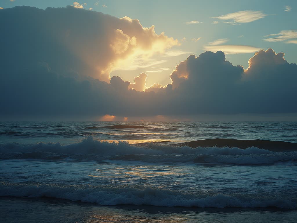  ocean, clouds, dawn