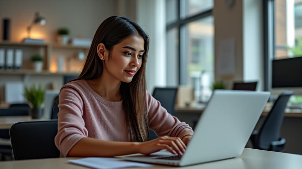  young female smart indian it developer programmer working with laptop in the office.