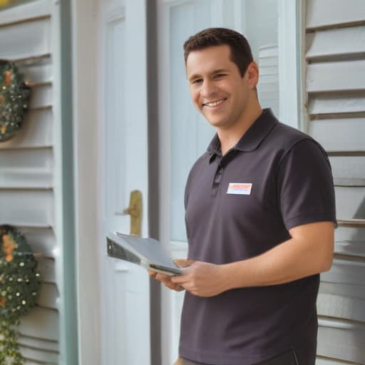 Salesman selling door to door hvac services