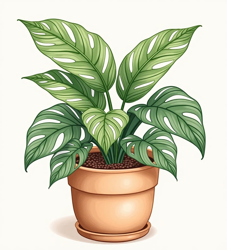  draw a houseplant in a pot with wide leaves