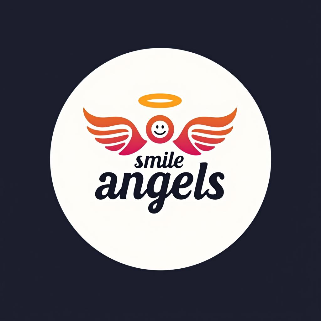  design a logo, in a geometric style. 水彩スタイル、ロゴ、海、青緑色、、白背景。, with the text 'smile angels'.