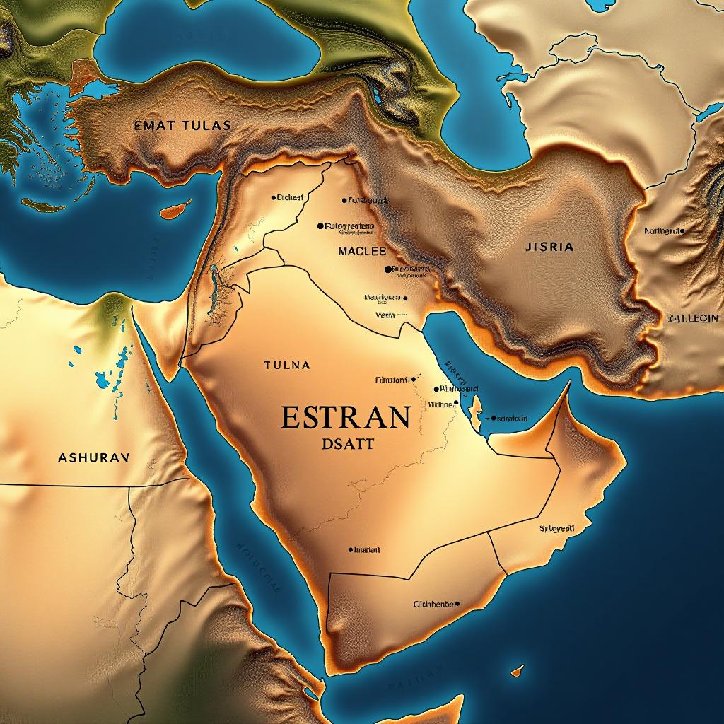  establishment of a map on the middle east, with the determination of each state and its capital