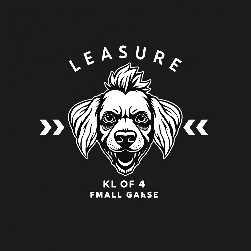  create a cool logo about leisure, (logo:1.15), black and white, hq, hightly detailed, 4k