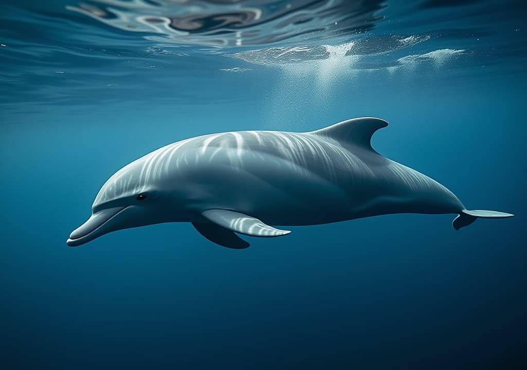  dolphin swimming gracefully underwater