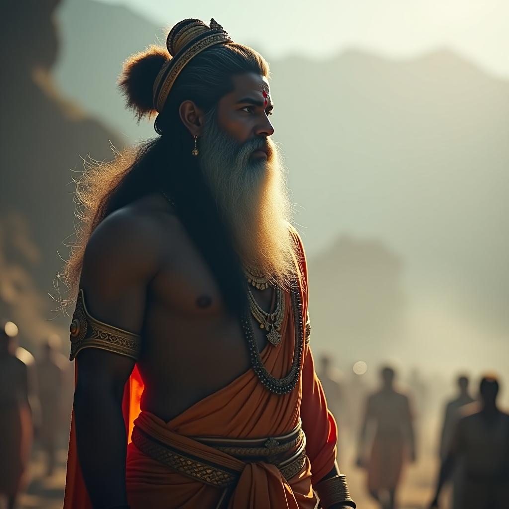  hanuman jii, full had image , 8k hyperrealistic, full body, detailed clothing, highly detailed, cinematic lighting, stunningly beautiful, intricate, sharp focus, f/1. 8, 85mm, (centered image composition), (professionally color graded), ((bright soft diffused light)), volumetric fog, trending on instagram, trending on tumblr, HDR 4K, 8K