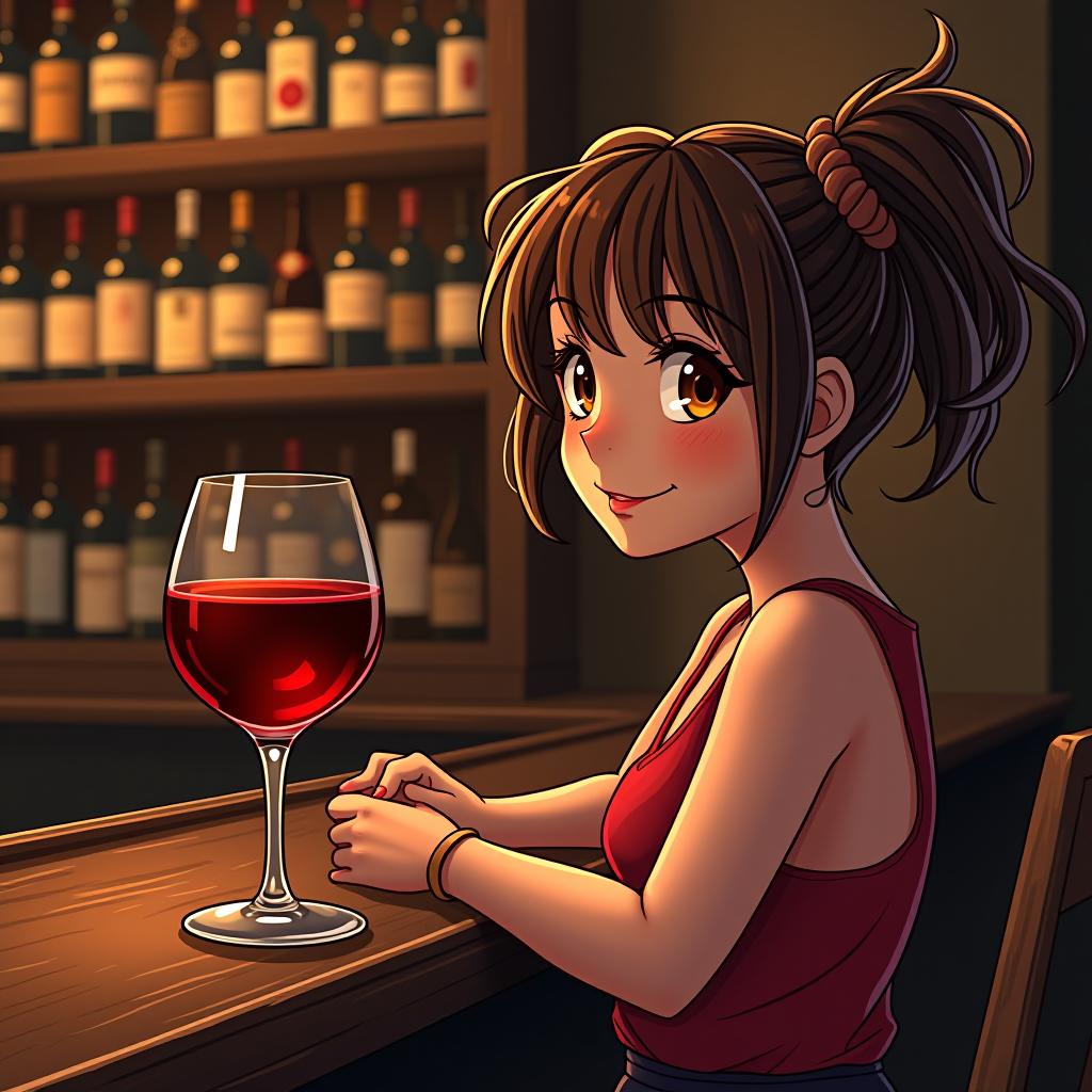  girl in a wine bar