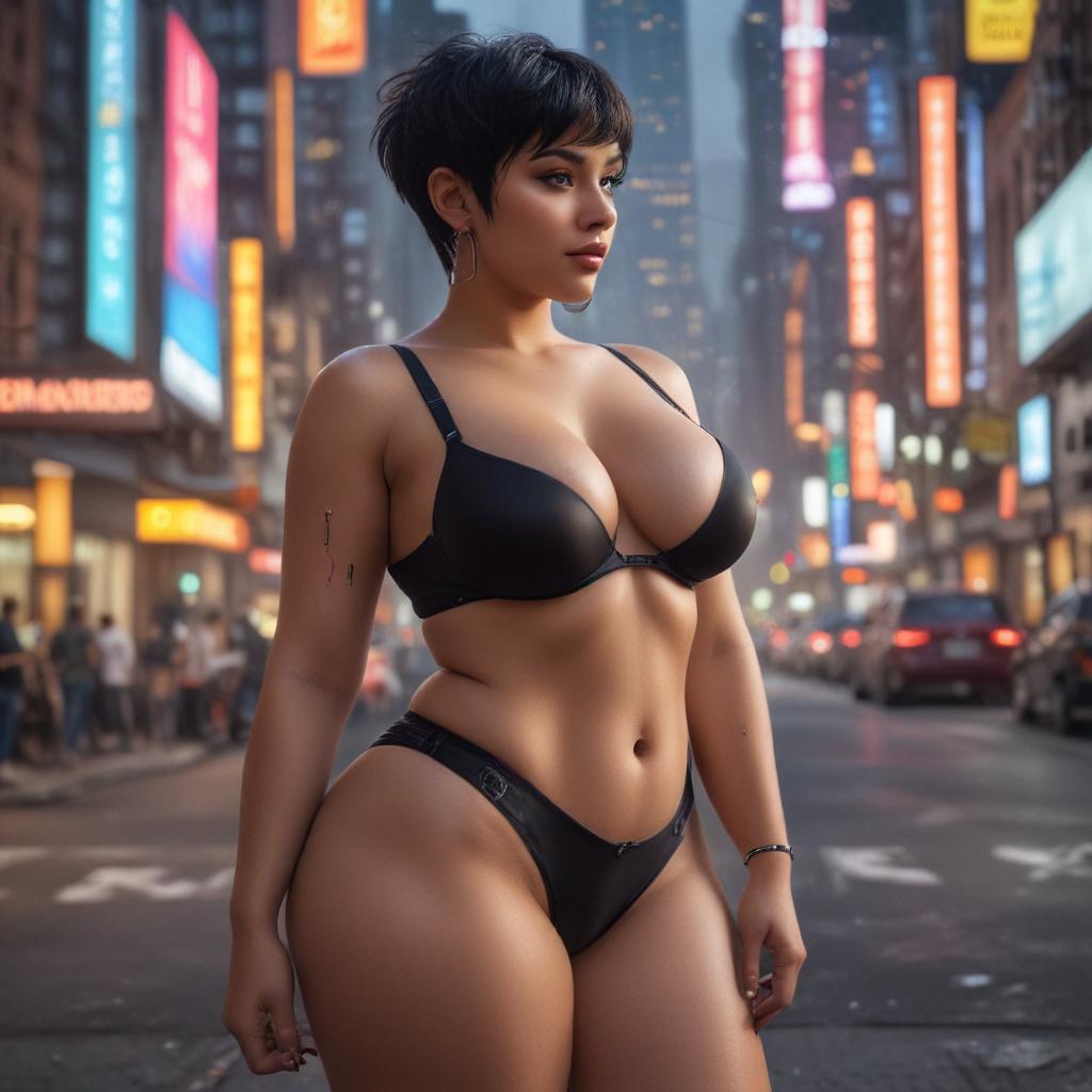 New york city elfpunk Creat beautiful, lovely, sexiest big breast, sexiest big butt, horny, short hair, creative, detailed, perfume, beloved, wild, fat, pure, chubby, waring short, Indian girls, background add more girls. hyperrealistic, full body, detailed clothing, highly detailed, cinematic lighting, stunningly beautiful, intricate, sharp focus, f/1. 8, 85mm, (centered image composition), (professionally color graded), ((bright soft diffused light)), volumetric fog, trending on instagram, trending on tumblr, HDR 4K, 8K