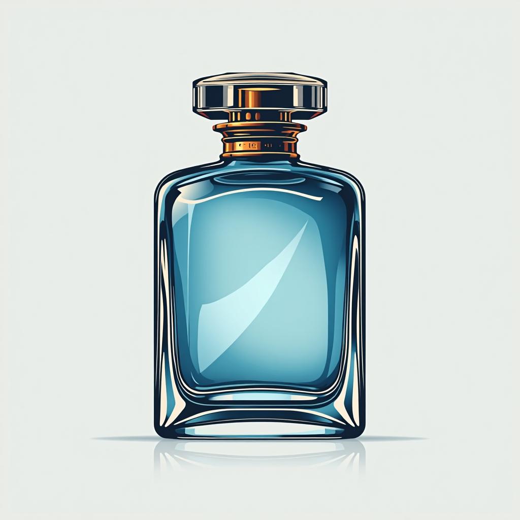  design a logo, perfumes: un ícono de un frasco de perfume elegante color azul