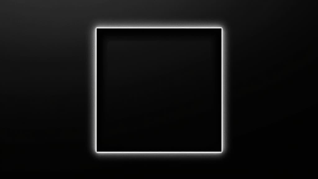  a black square with a white border is on a black background