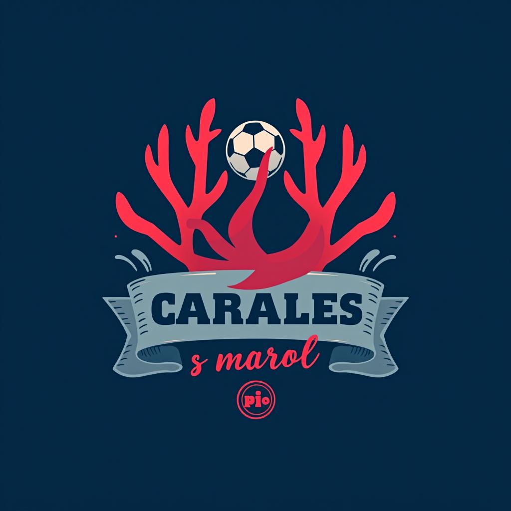  design a logo, equipo de fútbol corales con mucho rosado y que sea de mar, with the text 'c de color rosado'.