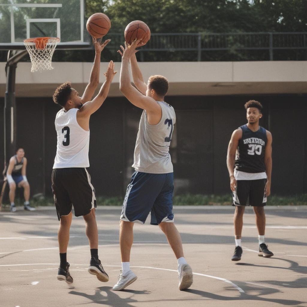 A group of men are playing basketball