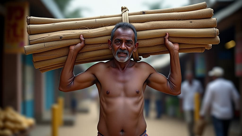  man carrying heavy load in market