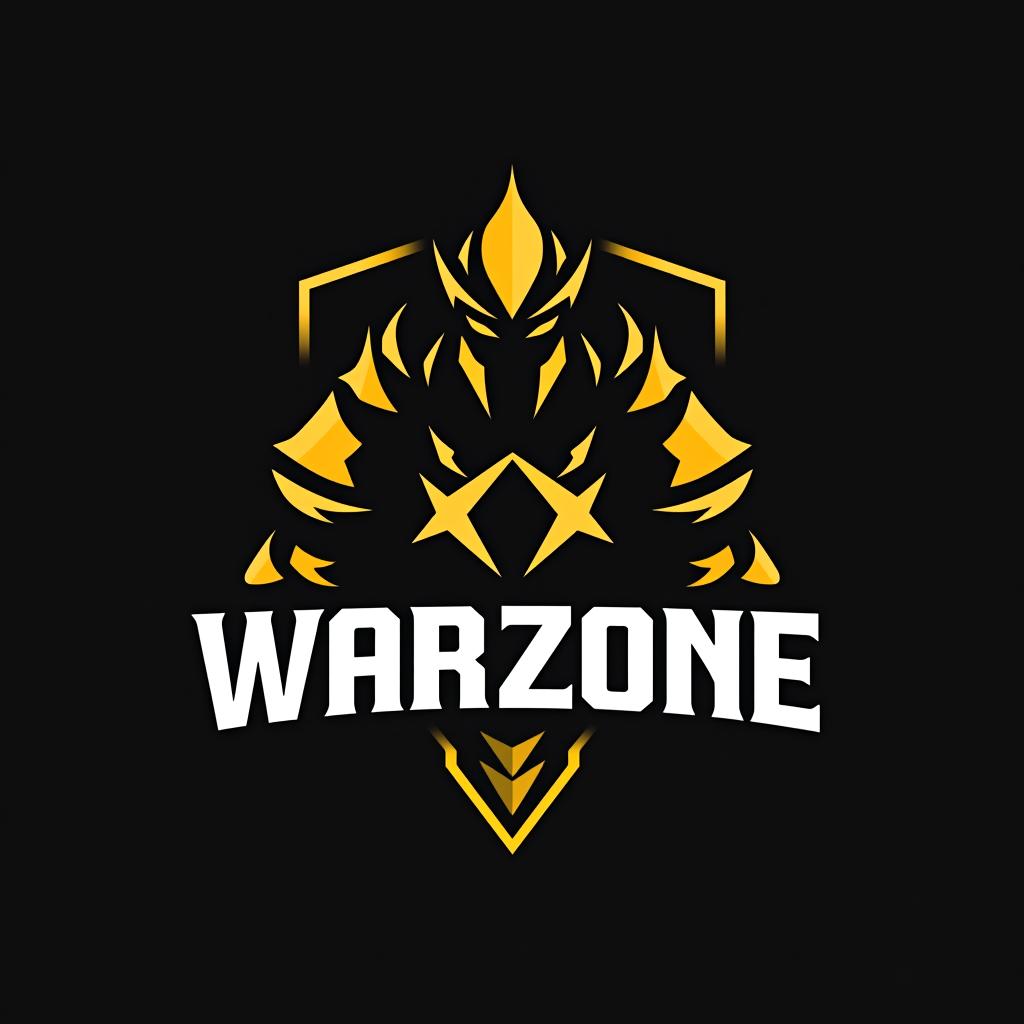  design a logo, esports logo, warrior theme, with text ‘warzone’, black and yellow color