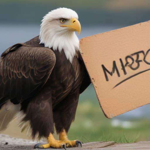 An eagle carrying a board with the word MrBehzod written on it