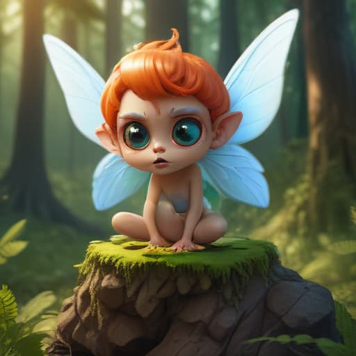 A cyclops fairy eating another fairy in Cartoon style with Forests background