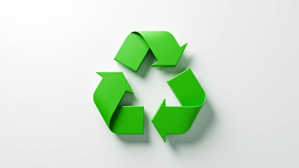  3d green recycling symbol on a white background