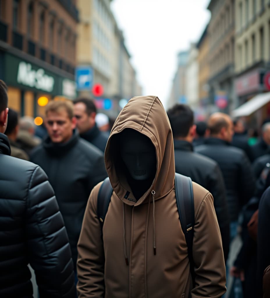  a typical bustling city scene in berlin with an alien amidst people trying to hide and blend in. amateur shot, everything is sharp with high aperture.