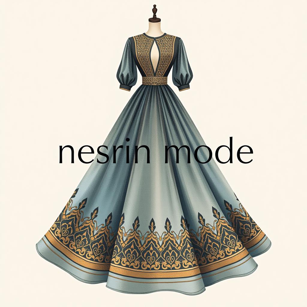  design a logo, in a watercolor style. erstelle mir ein logo für ein kleider laden elegant aber auffällig mit kleidern orientalisch modern , with the text 'nesrin mode '.